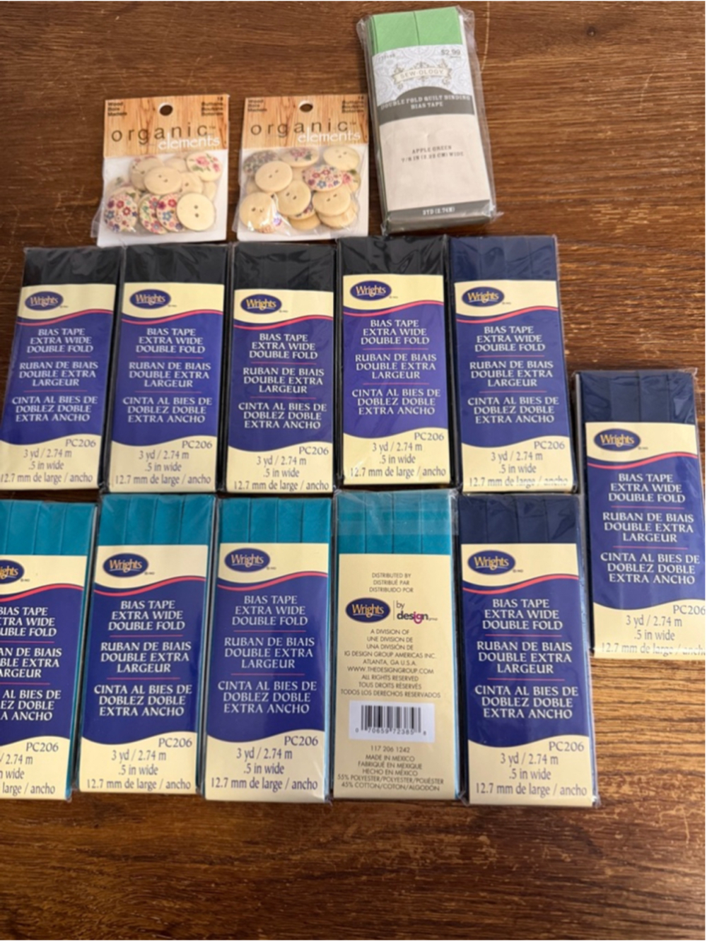 New Sewing Lot Wrights Extra Wide Double Fold Bias Tape PC206 Quilt Binding Wood